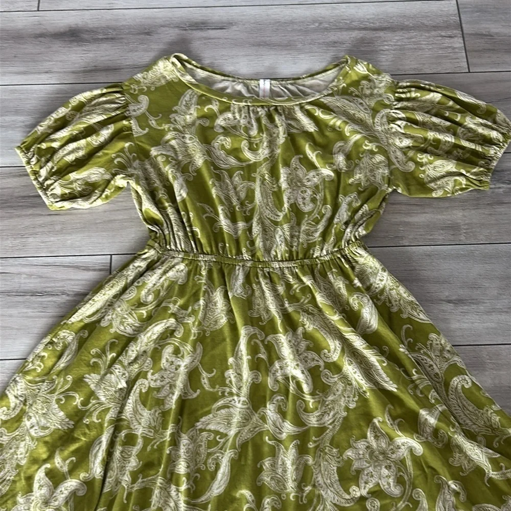 Anthropologie Daily Practice size small green paisley dress